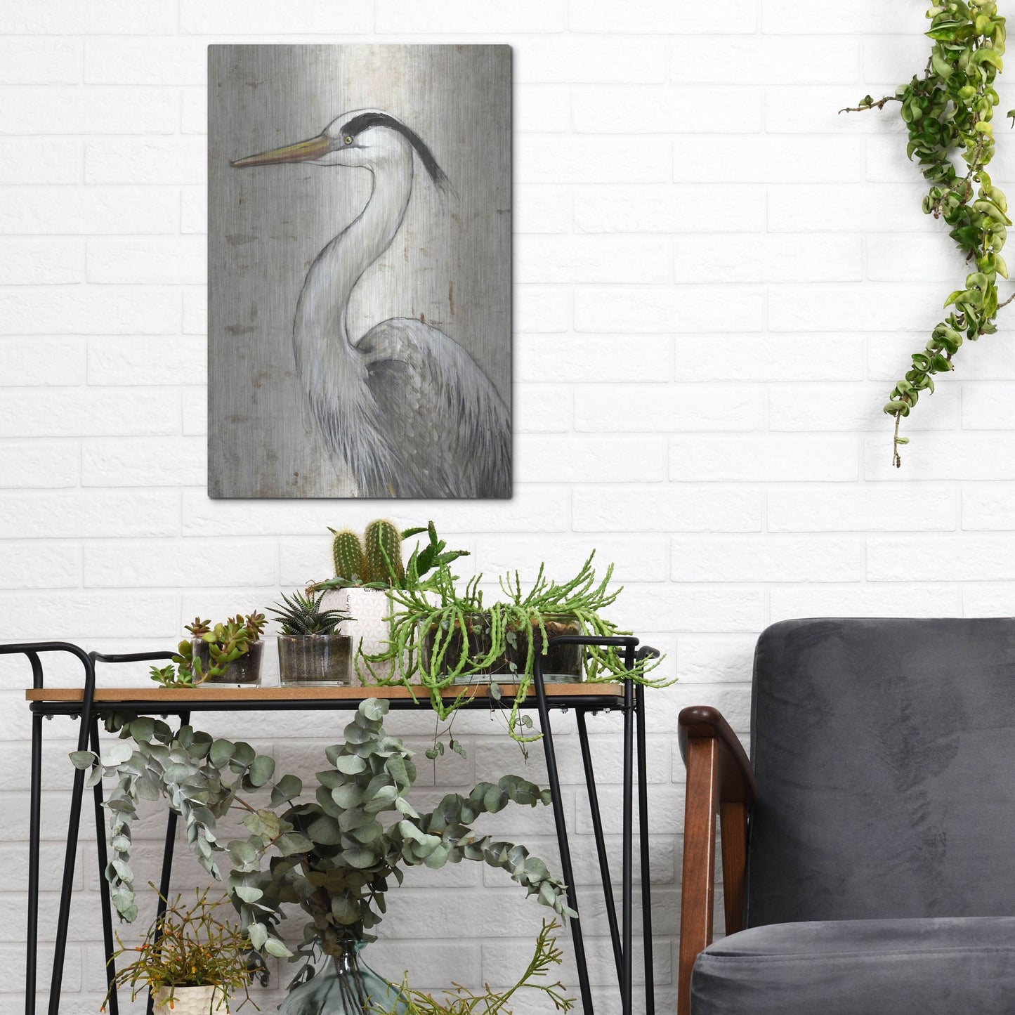 Luxe Metal Art 'Grey Heron II' by Tim O'Toole, Metal Wall Art,12x16