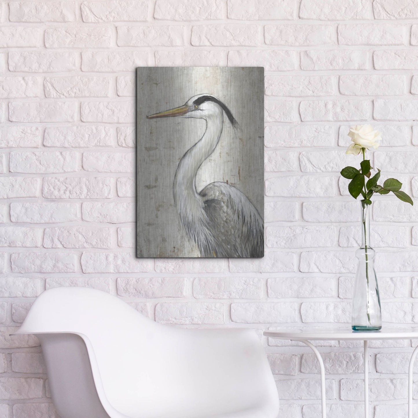 Luxe Metal Art 'Grey Heron II' by Tim O'Toole, Metal Wall Art,16x24