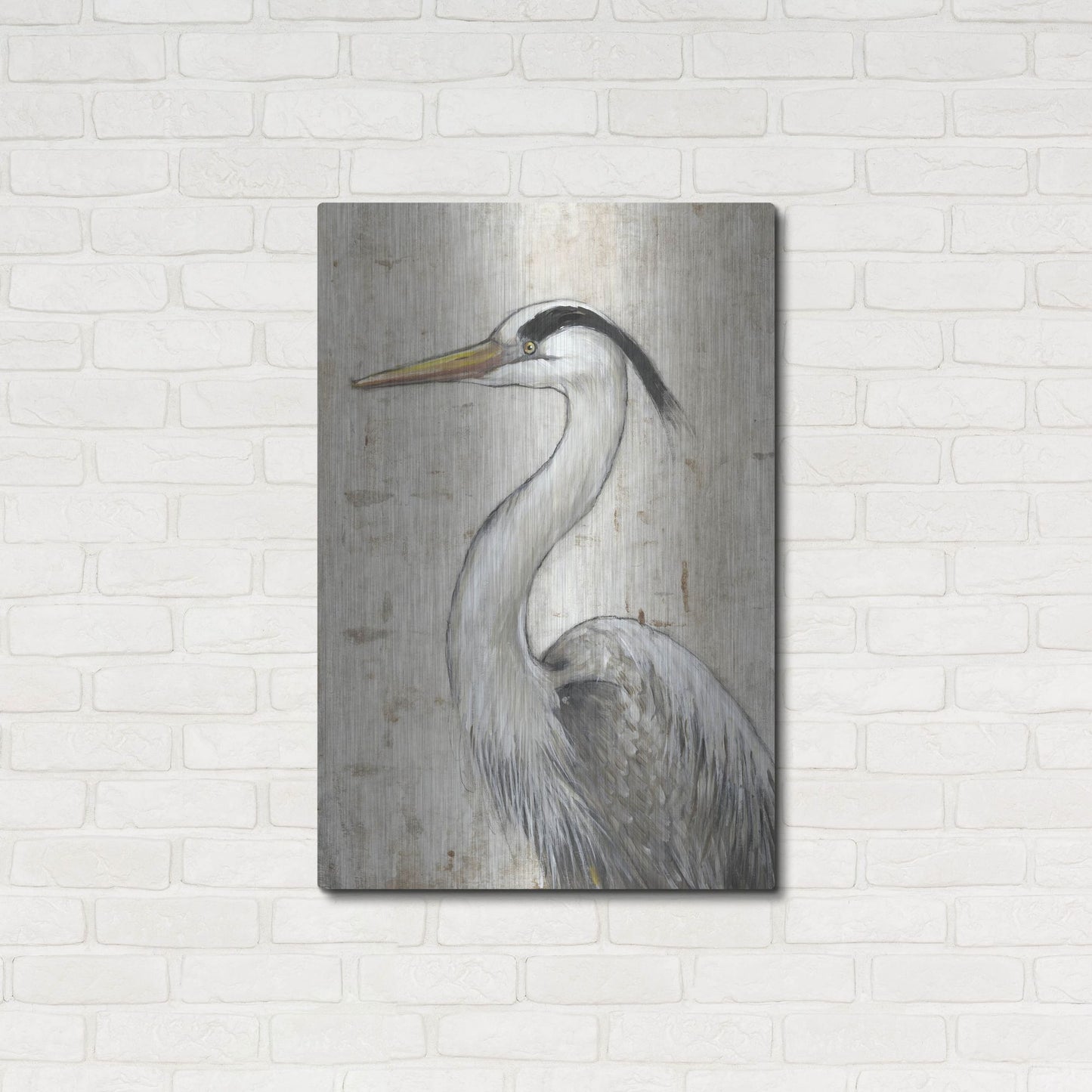 Luxe Metal Art 'Grey Heron II' by Tim O'Toole, Metal Wall Art,24x36