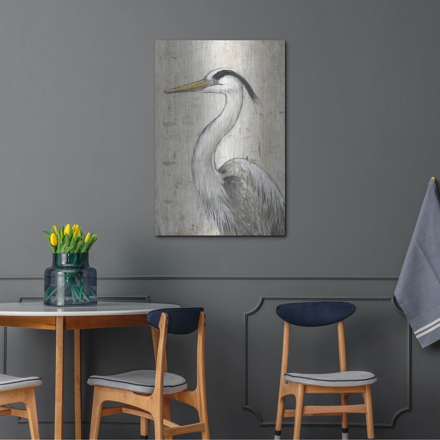 Luxe Metal Art 'Grey Heron II' by Tim O'Toole, Metal Wall Art,24x36