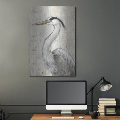 Luxe Metal Art 'Grey Heron II' by Tim O'Toole, Metal Wall Art,24x36