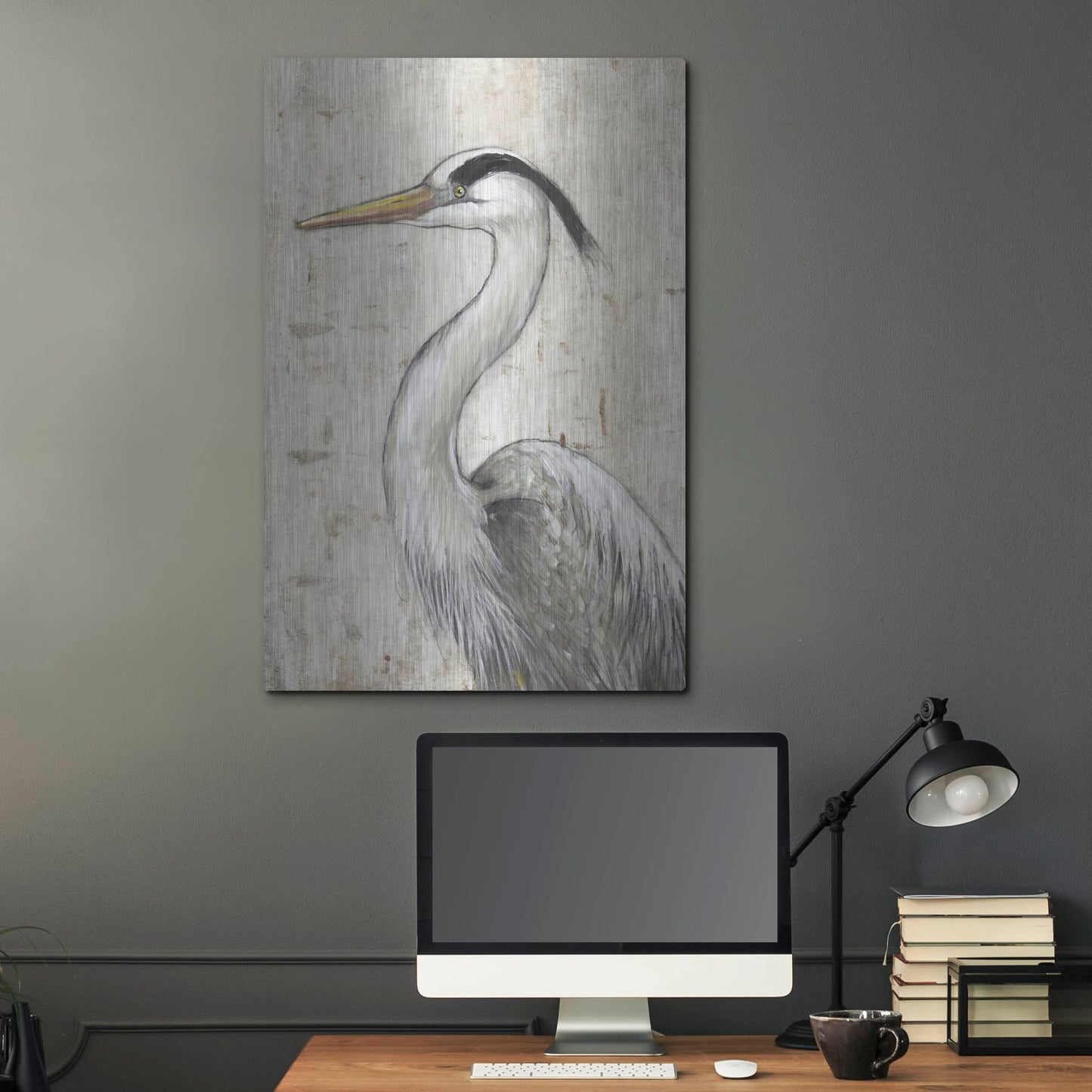 Luxe Metal Art 'Grey Heron II' by Tim O'Toole, Metal Wall Art,24x36