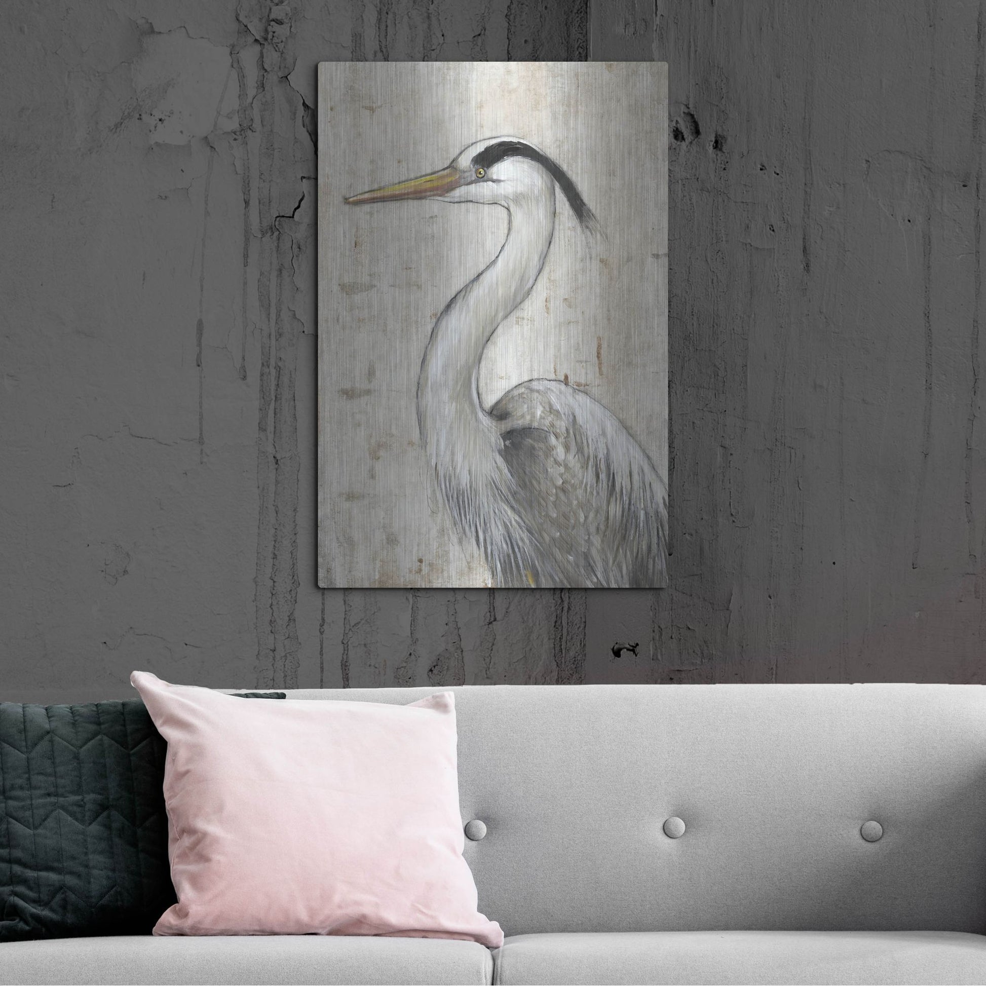 Luxe Metal Art 'Grey Heron II' by Tim O'Toole, Metal Wall Art,24x36