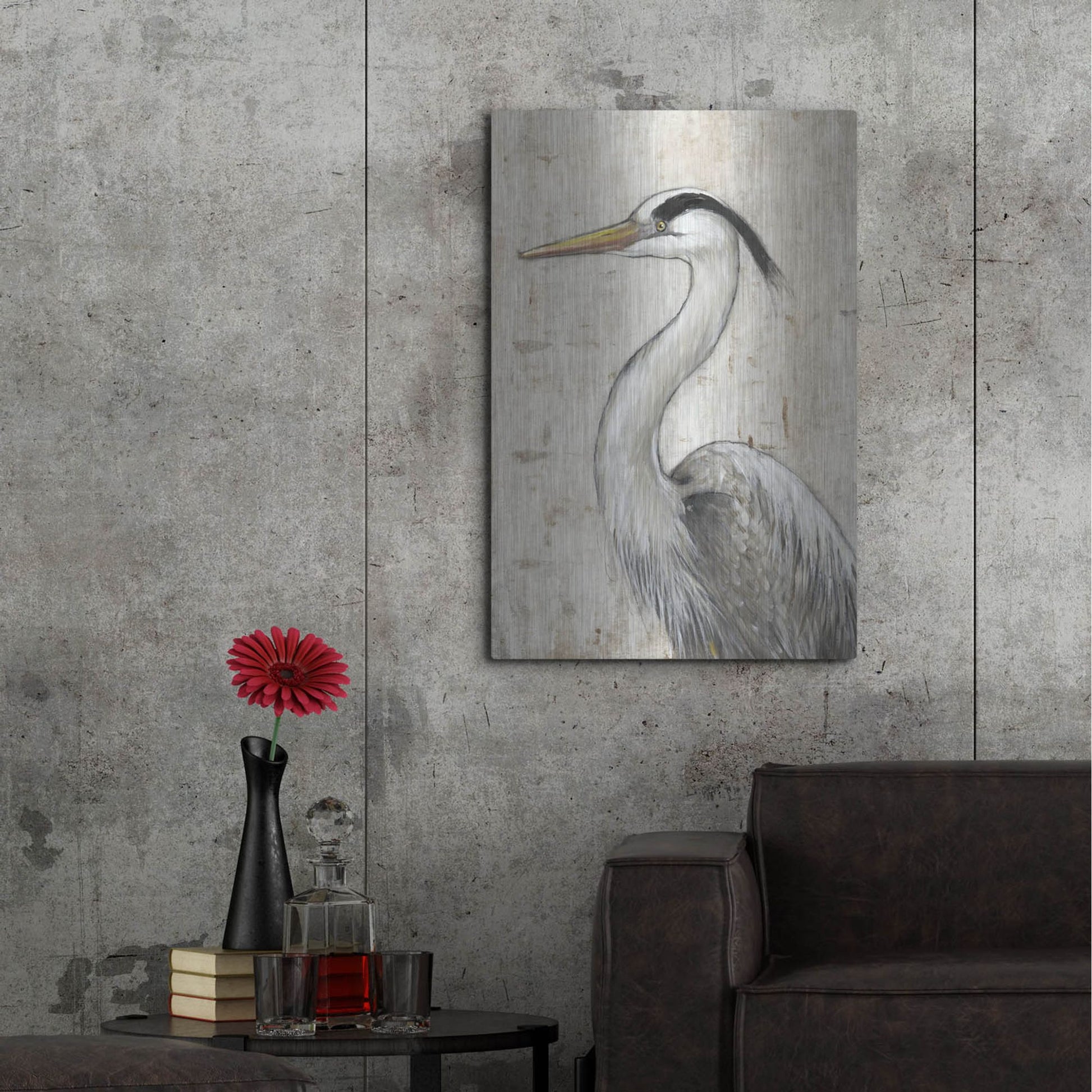 Luxe Metal Art 'Grey Heron II' by Tim O'Toole, Metal Wall Art,24x36