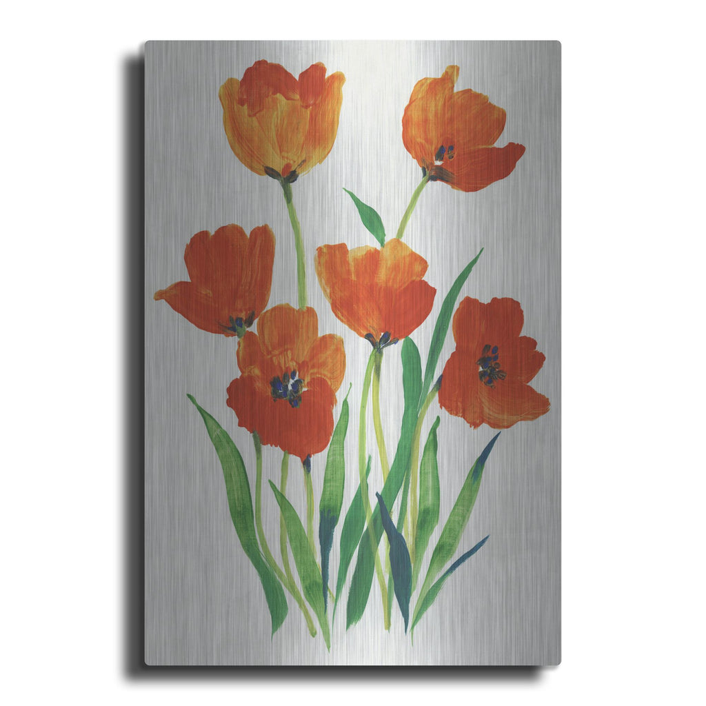 Luxe Metal Art 'Red Tulips in Bloom I' by Tim O'Toole, Metal Wall Art
