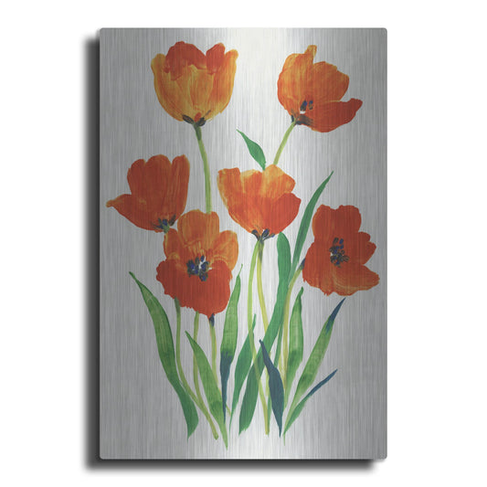 Luxe Metal Art 'Red Tulips in Bloom I' by Tim O'Toole, Metal Wall Art