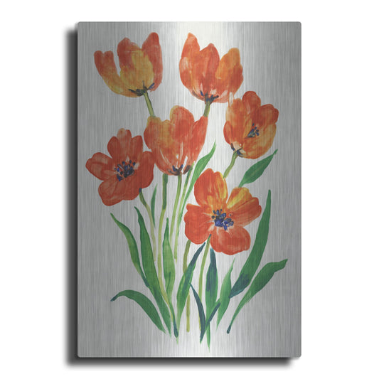 Luxe Metal Art 'Red Tulips in Bloom II' by Tim O'Toole, Metal Wall Art