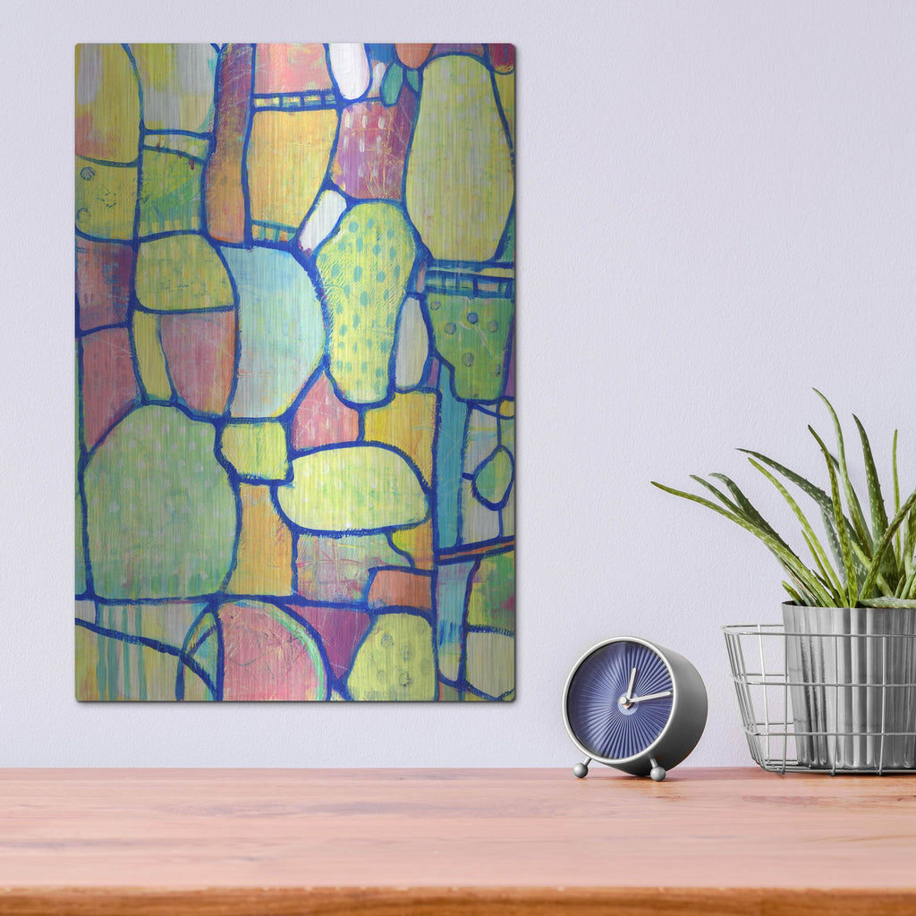 Luxe Metal Art 'Stained Glass Composition II' by Tim O'Toole, Metal Wall Art,12x16