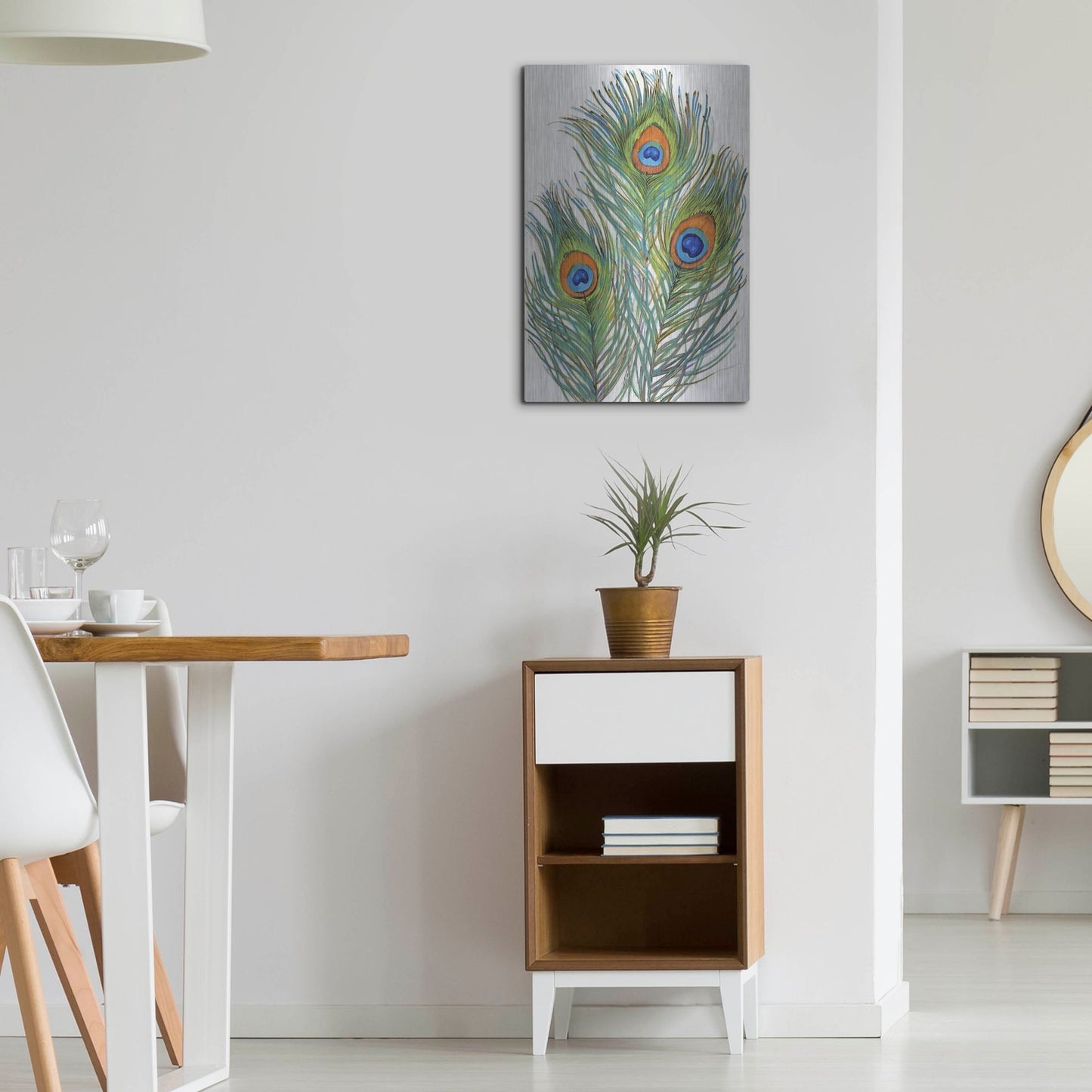 Luxe Metal Art 'Vivid Peacock Feathers II' by Tim O'Toole, Metal Wall Art,16x24