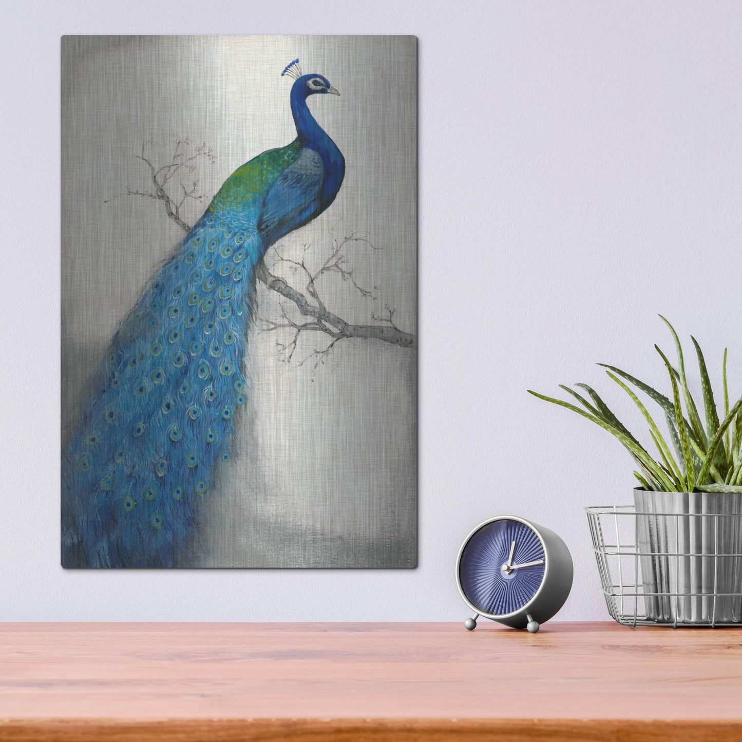 Luxe Metal Art 'Peacock Blue I' by Tim O'Toole, Metal Wall Art,12x16