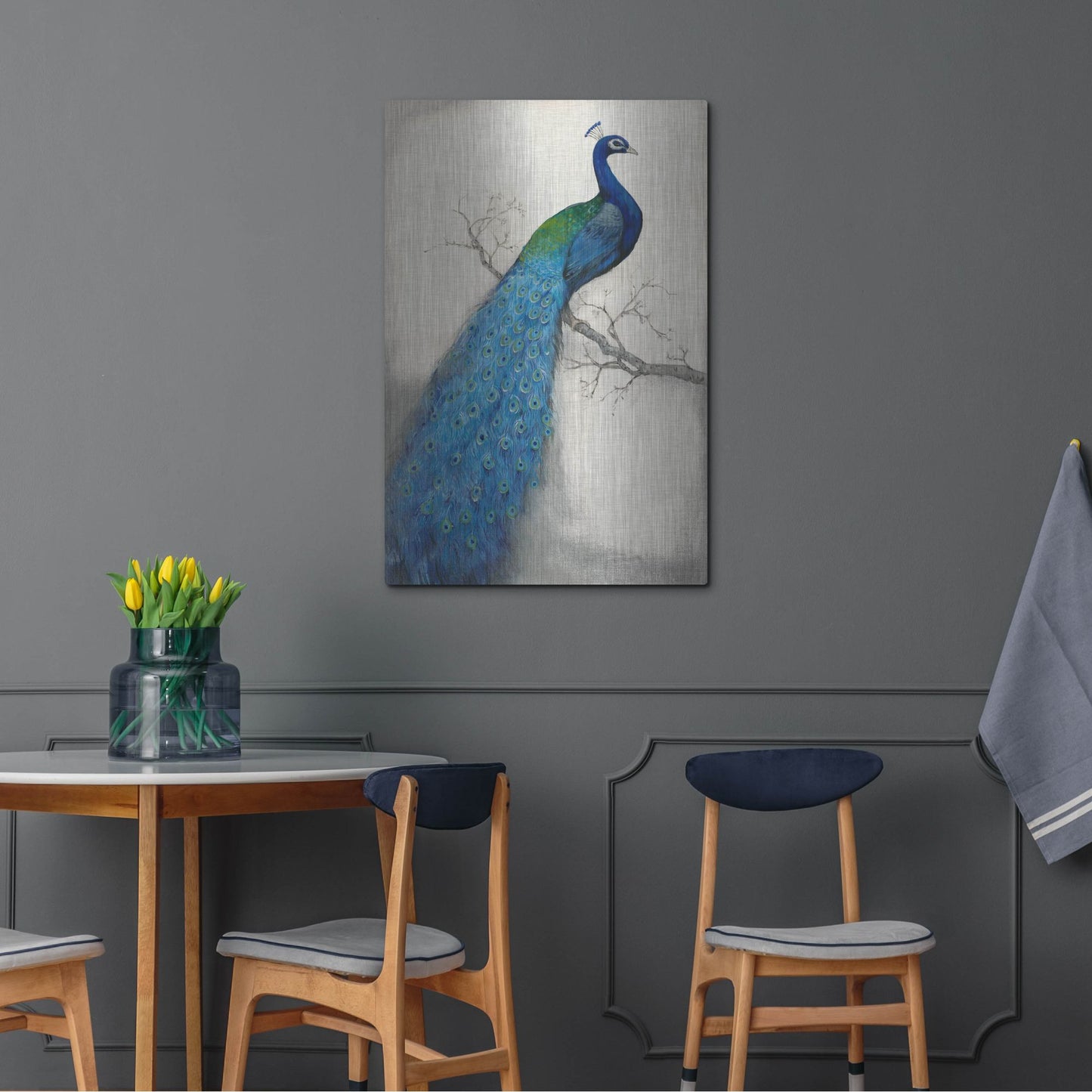 Luxe Metal Art 'Peacock Blue I' by Tim O'Toole, Metal Wall Art,24x36