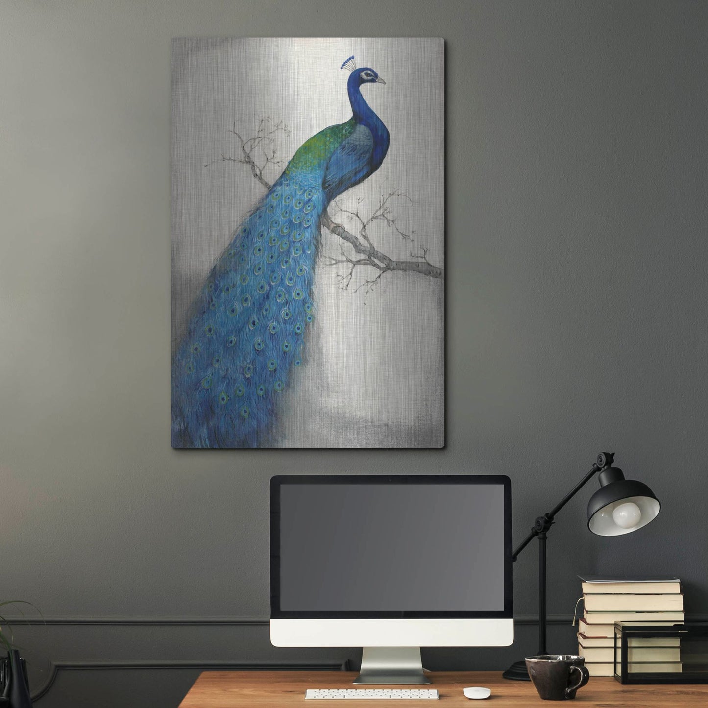 Luxe Metal Art 'Peacock Blue I' by Tim O'Toole, Metal Wall Art,24x36