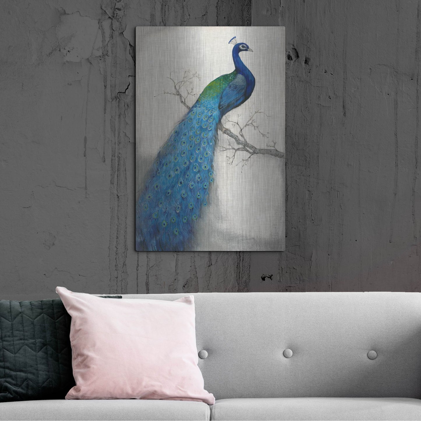 Luxe Metal Art 'Peacock Blue I' by Tim O'Toole, Metal Wall Art,24x36