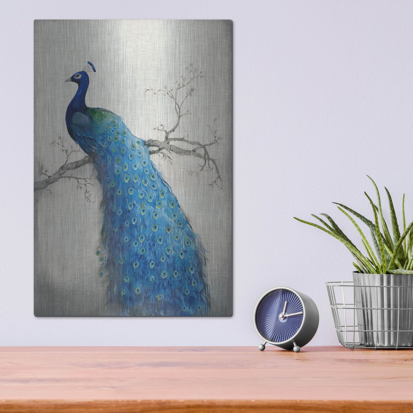 Luxe Metal Art 'Peacock Blue II' by Tim O'Toole, Metal Wall Art,12x16