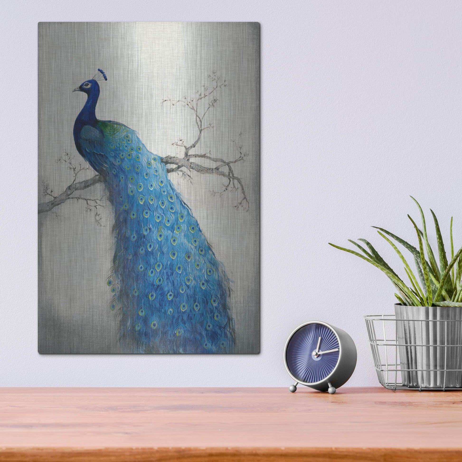 Luxe Metal Art 'Peacock Blue II' by Tim O'Toole, Metal Wall Art,12x16