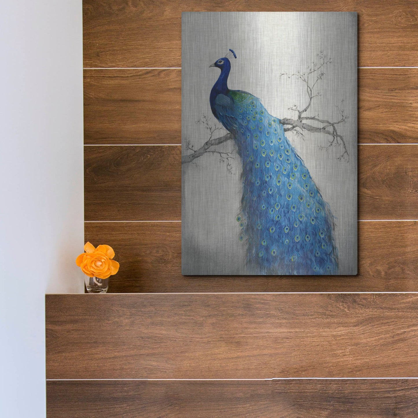 Luxe Metal Art 'Peacock Blue II' by Tim O'Toole, Metal Wall Art,12x16
