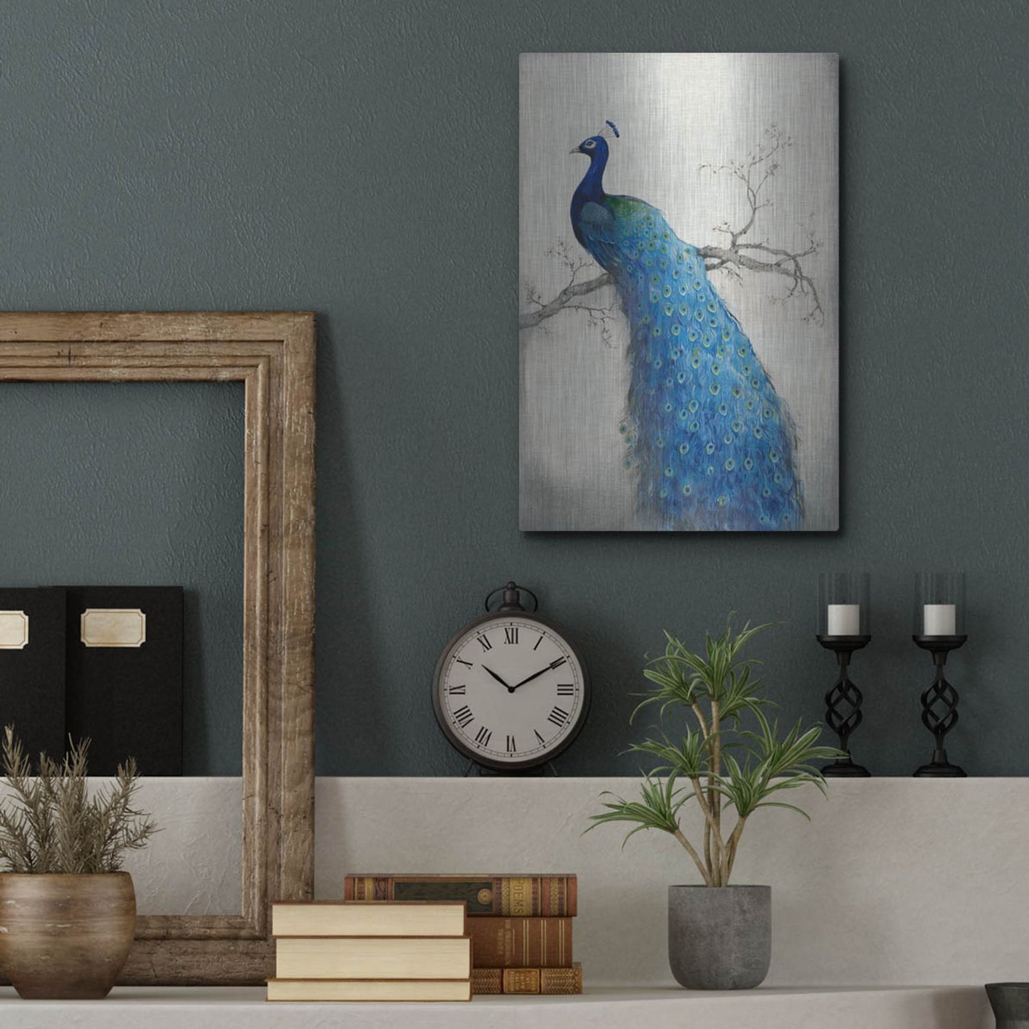 Luxe Metal Art 'Peacock Blue II' by Tim O'Toole, Metal Wall Art,12x16