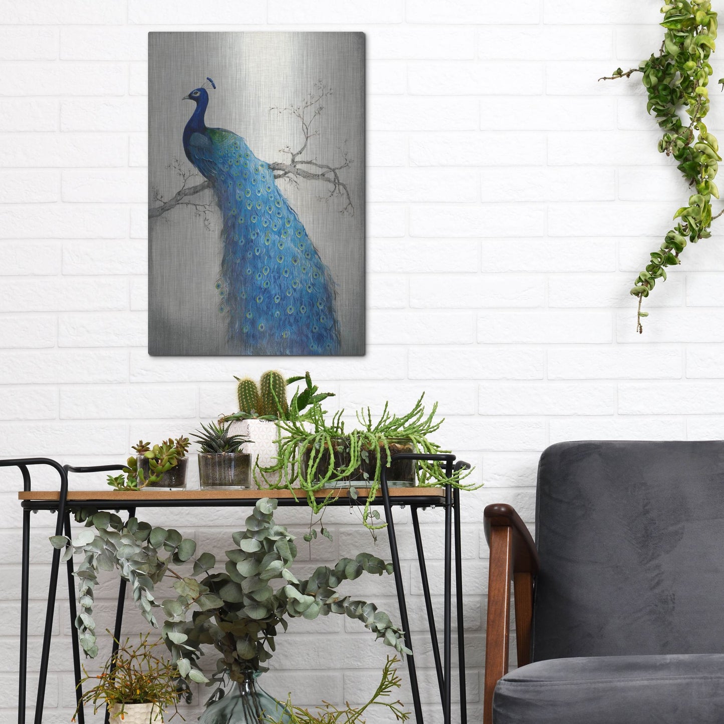 Luxe Metal Art 'Peacock Blue II' by Tim O'Toole, Metal Wall Art,12x16