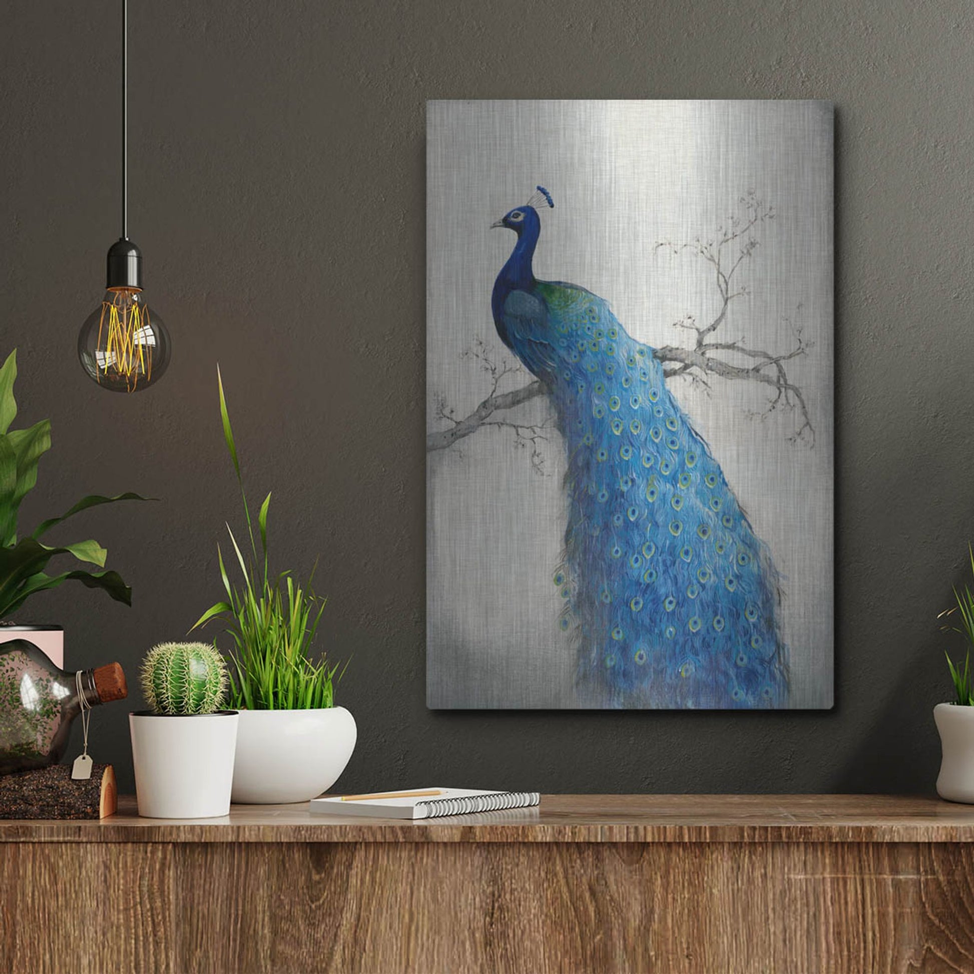 Luxe Metal Art 'Peacock Blue II' by Tim O'Toole, Metal Wall Art,12x16