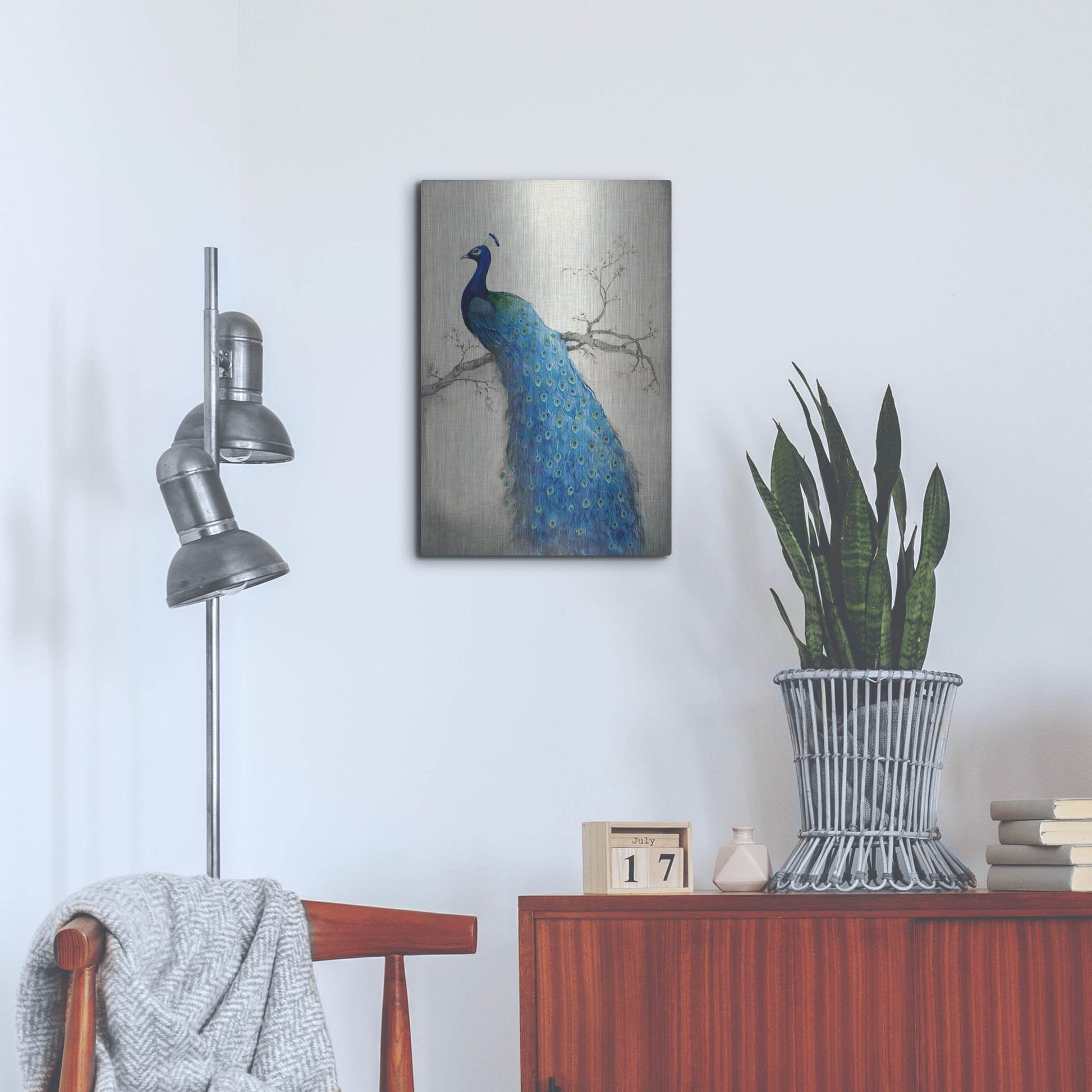 Luxe Metal Art 'Peacock Blue II' by Tim O'Toole, Metal Wall Art,16x24