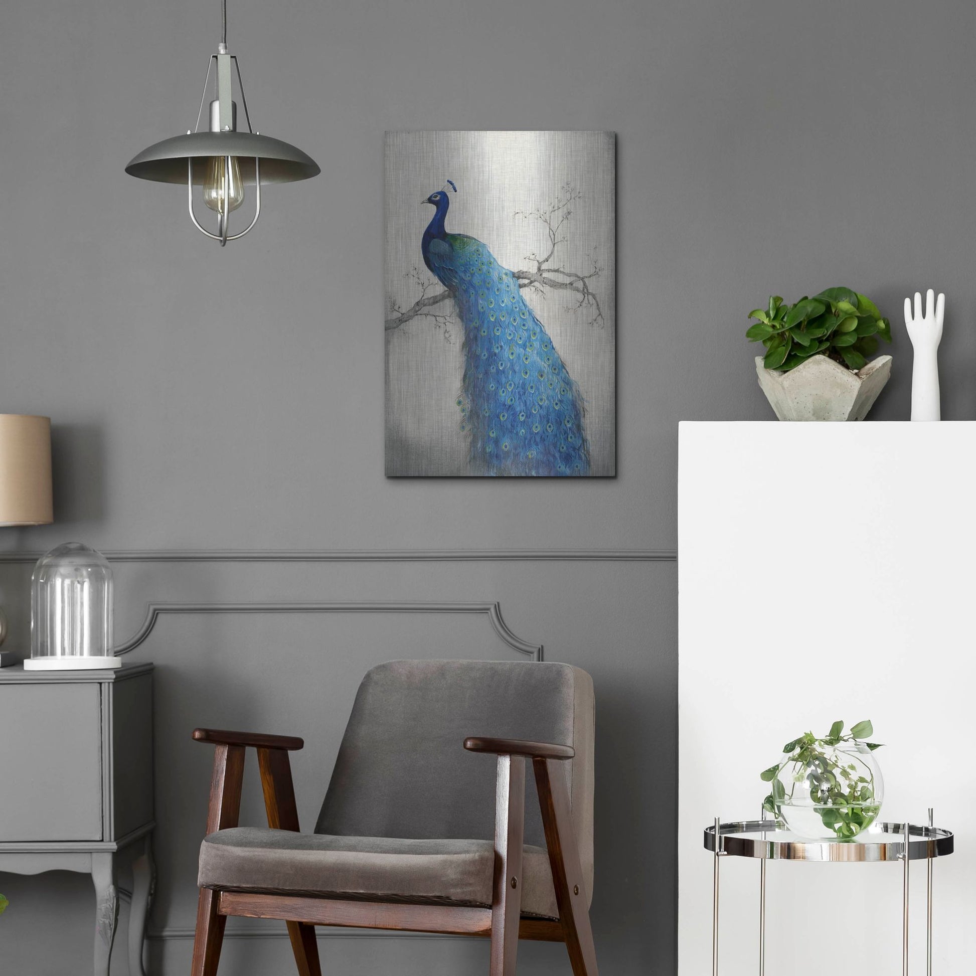 Luxe Metal Art 'Peacock Blue II' by Tim O'Toole, Metal Wall Art,16x24