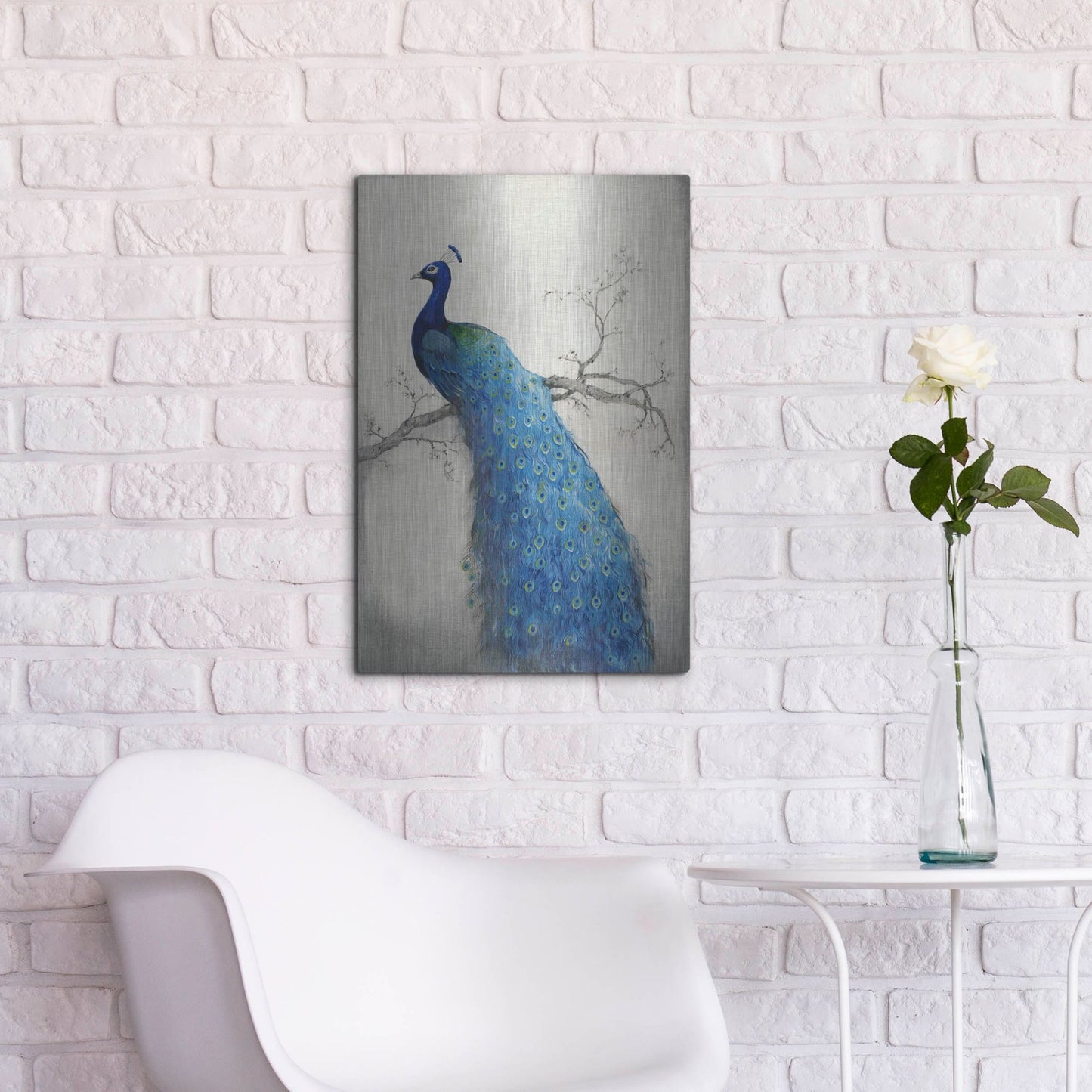 Luxe Metal Art 'Peacock Blue II' by Tim O'Toole, Metal Wall Art,16x24