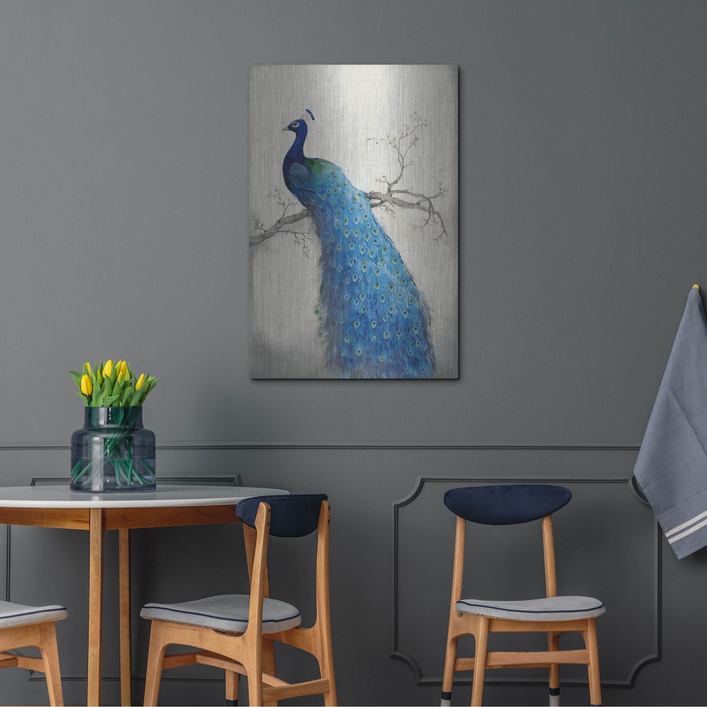 Luxe Metal Art 'Peacock Blue II' by Tim O'Toole, Metal Wall Art,24x36