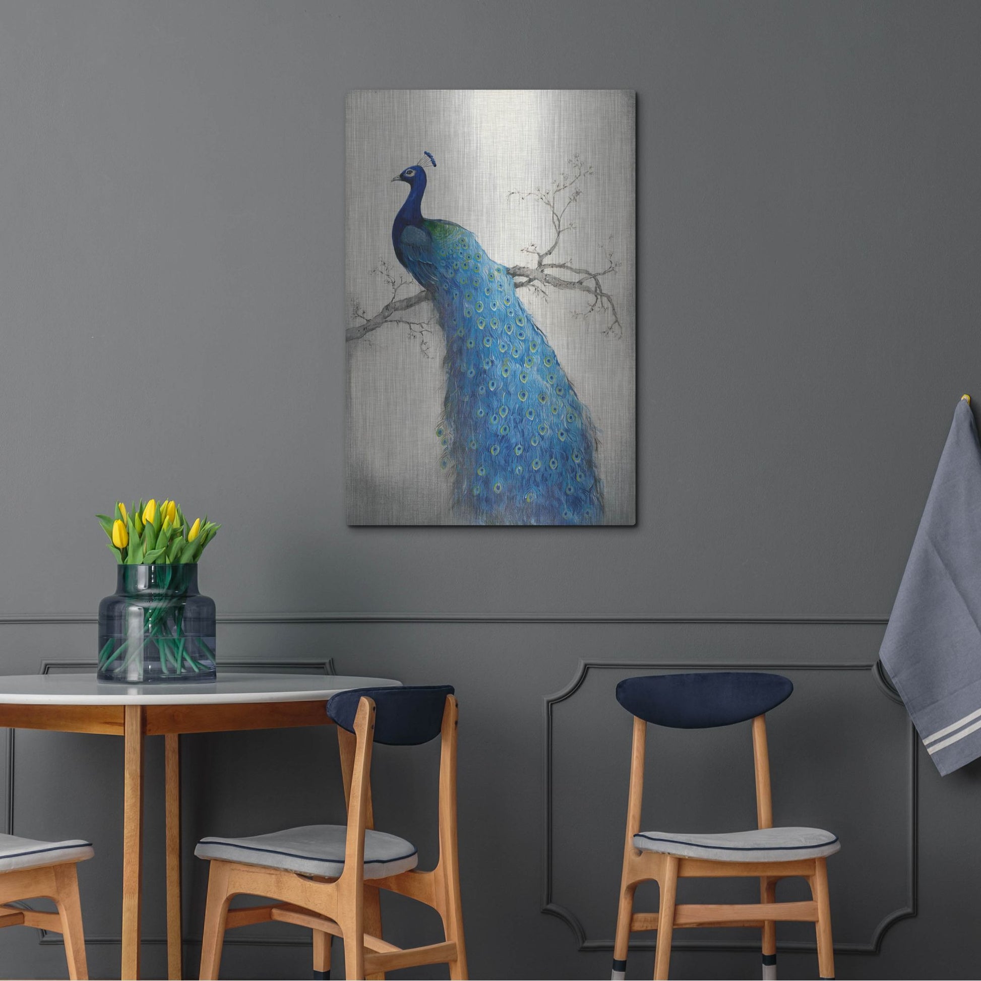 Luxe Metal Art 'Peacock Blue II' by Tim O'Toole, Metal Wall Art,24x36