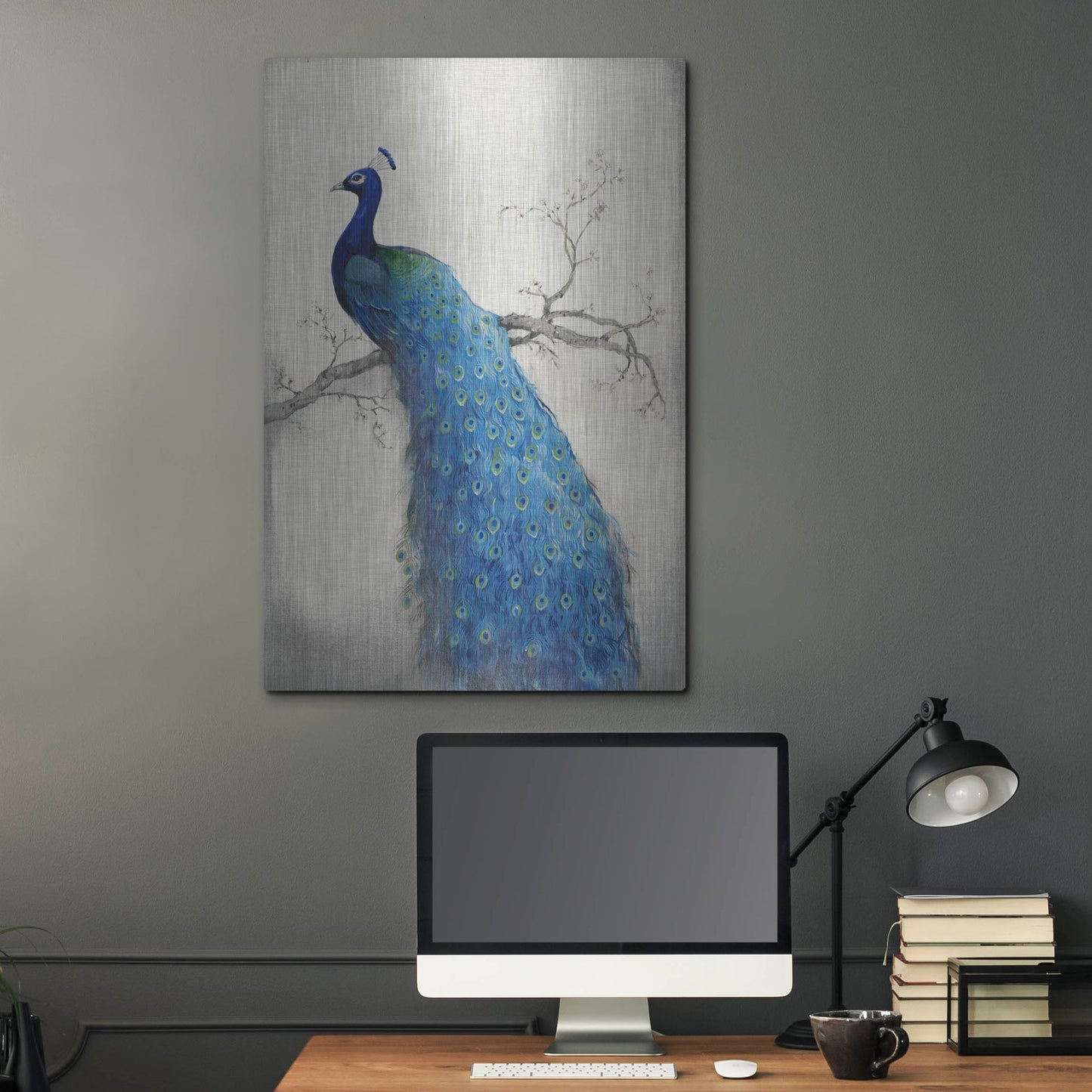 Luxe Metal Art 'Peacock Blue II' by Tim O'Toole, Metal Wall Art,24x36