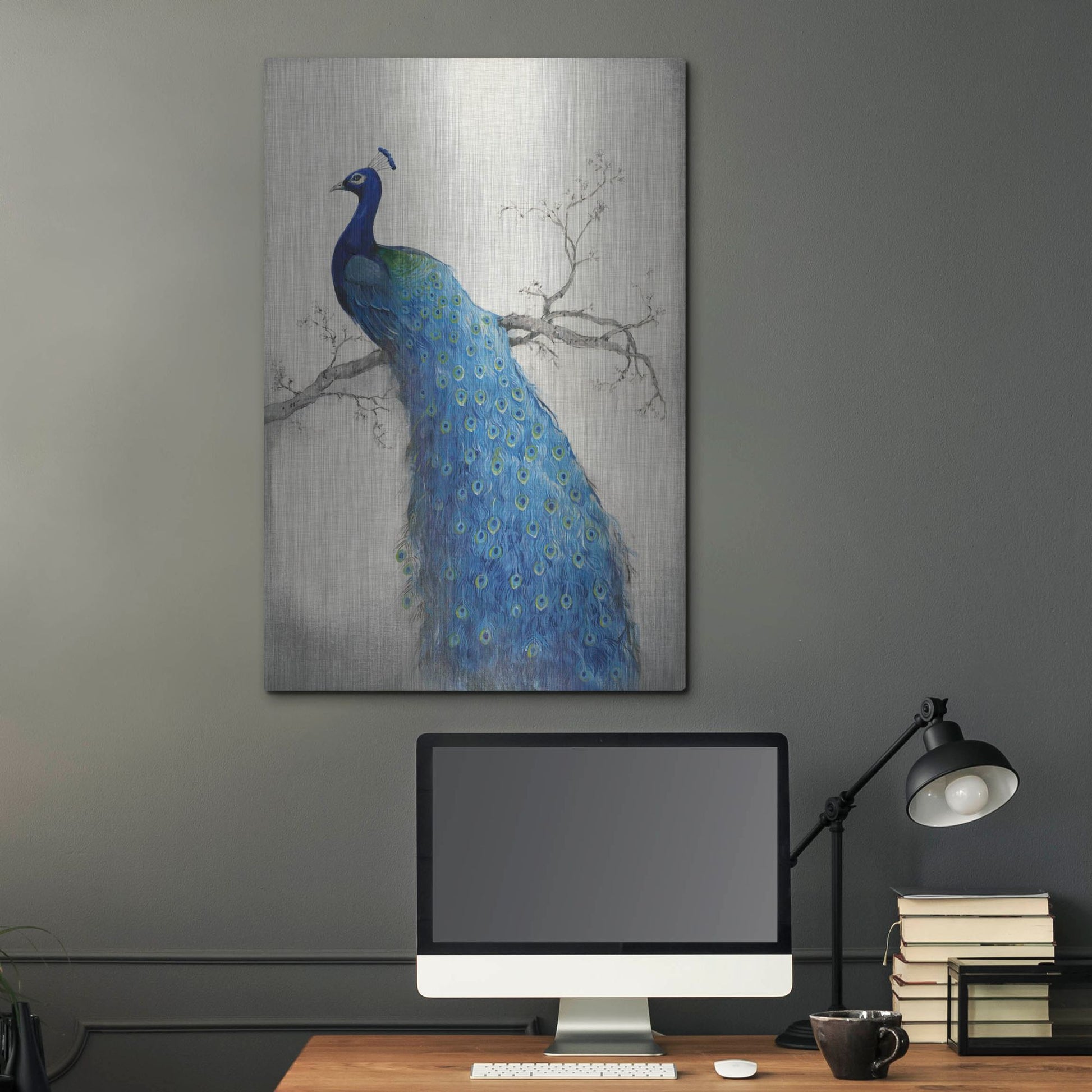 Luxe Metal Art 'Peacock Blue II' by Tim O'Toole, Metal Wall Art,24x36