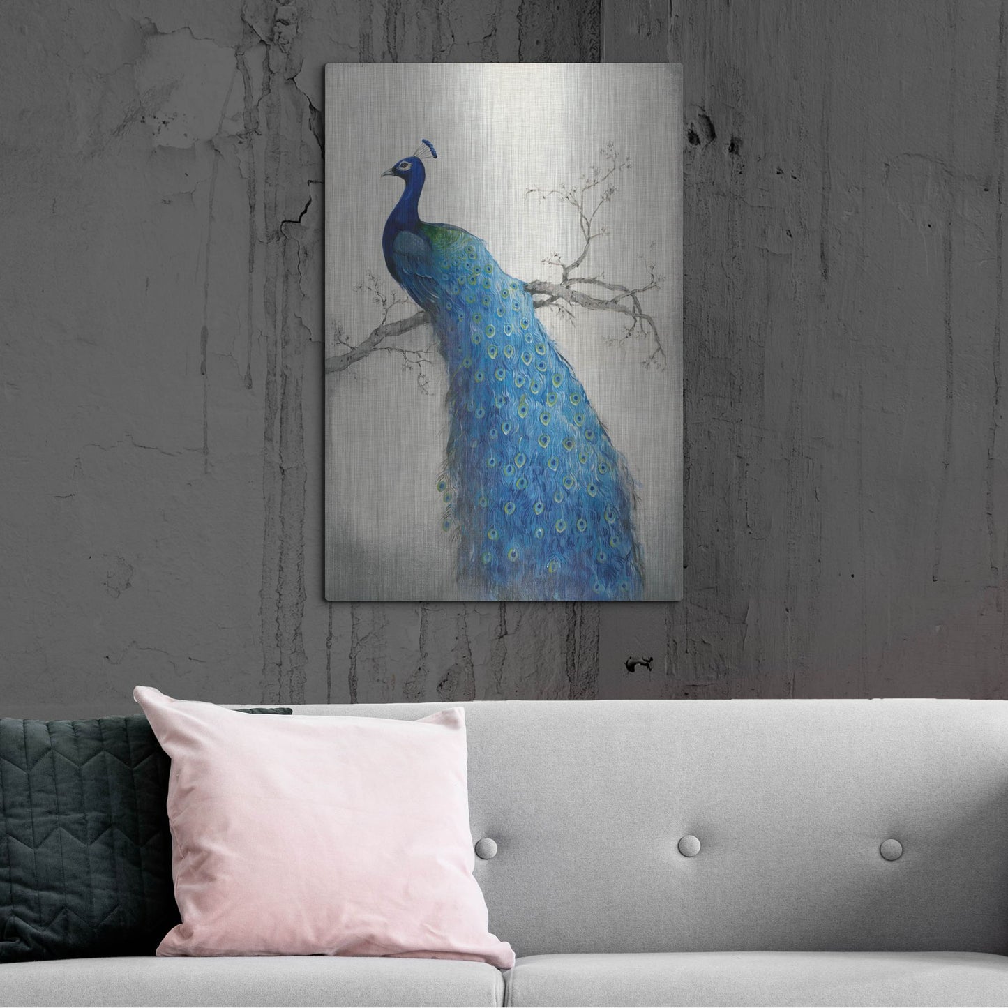 Luxe Metal Art 'Peacock Blue II' by Tim O'Toole, Metal Wall Art,24x36