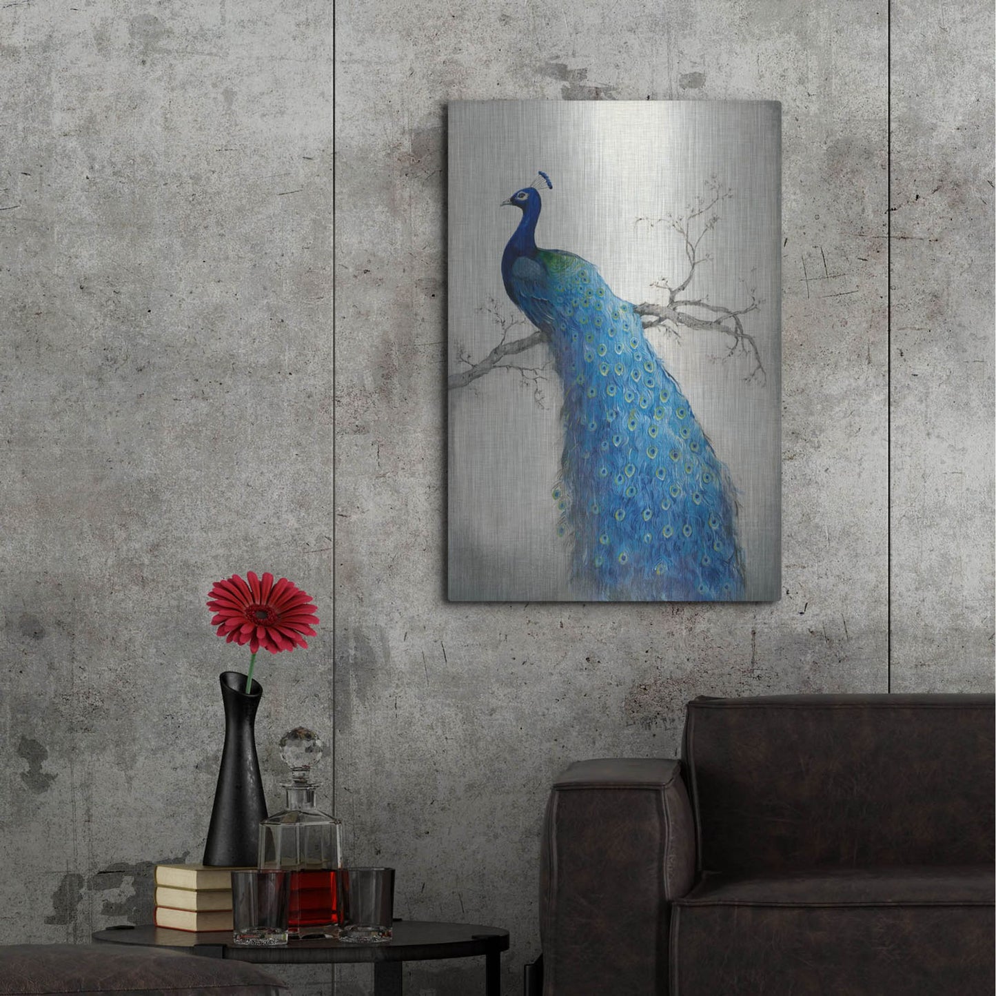 Luxe Metal Art 'Peacock Blue II' by Tim O'Toole, Metal Wall Art,24x36