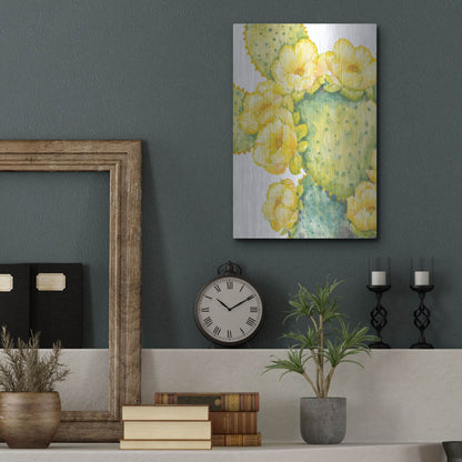 Luxe Metal Art 'Cactus on Silver I' by Tim O'Toole, Metal Wall Art,12x16