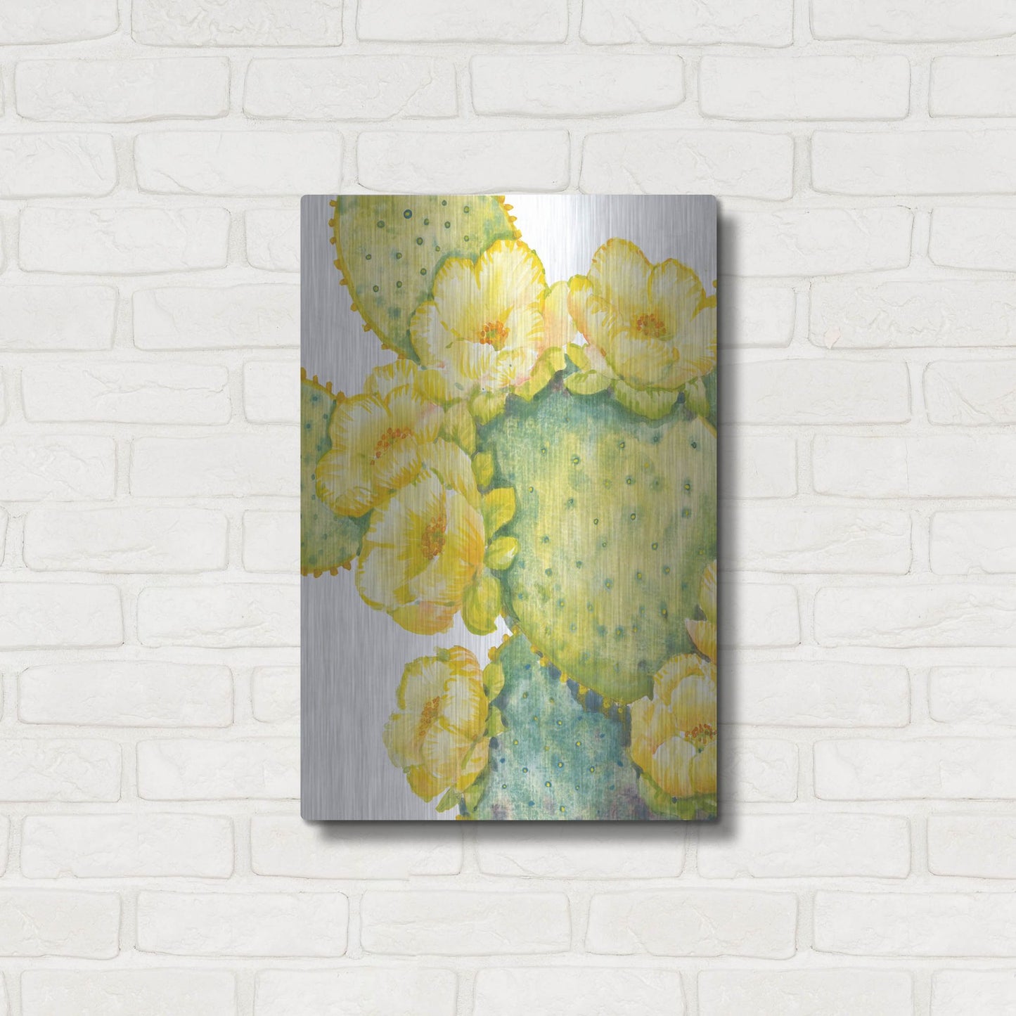 Luxe Metal Art 'Cactus on Silver I' by Tim O'Toole, Metal Wall Art,16x24