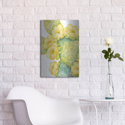 Luxe Metal Art 'Cactus on Silver I' by Tim O'Toole, Metal Wall Art,16x24