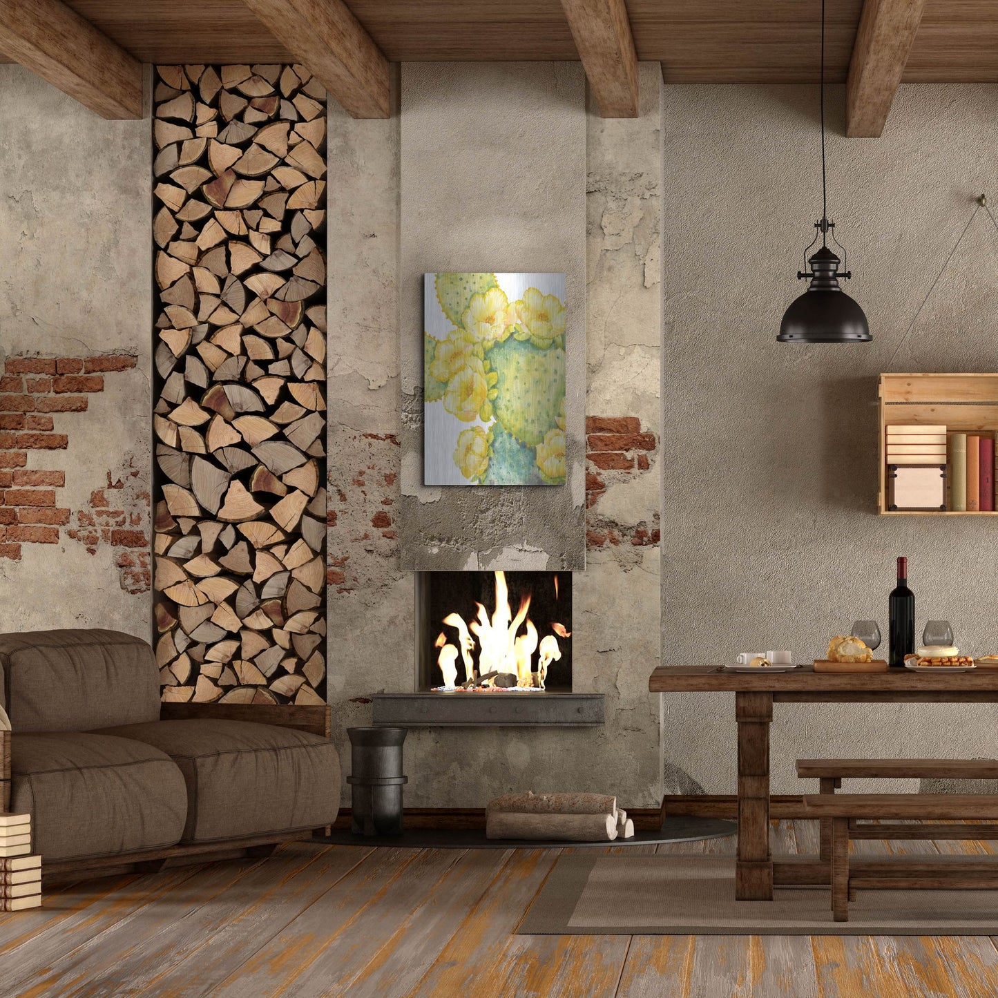 Luxe Metal Art 'Cactus on Silver I' by Tim O'Toole, Metal Wall Art,24x36