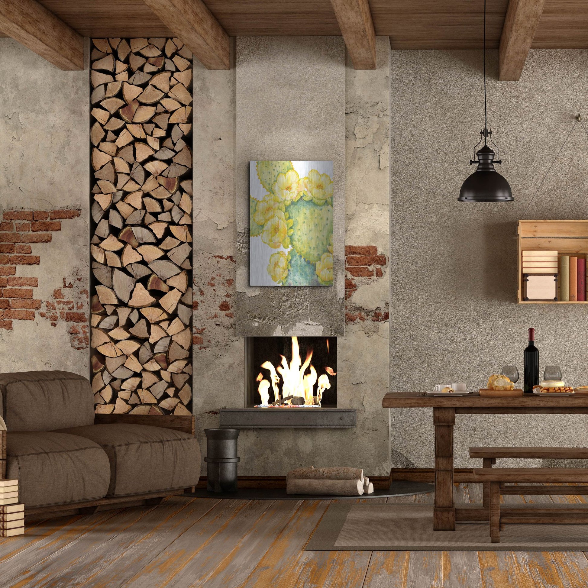 Luxe Metal Art 'Cactus on Silver I' by Tim O'Toole, Metal Wall Art,24x36