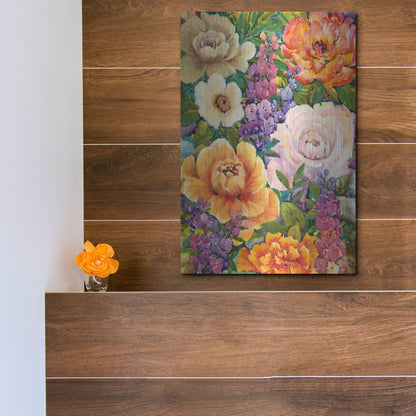 Luxe Metal Art 'Flower Bouquet I' by Tim O'Toole, Metal Wall Art,12x16