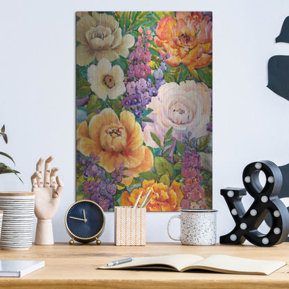 Luxe Metal Art 'Flower Bouquet I' by Tim O'Toole, Metal Wall Art,12x16