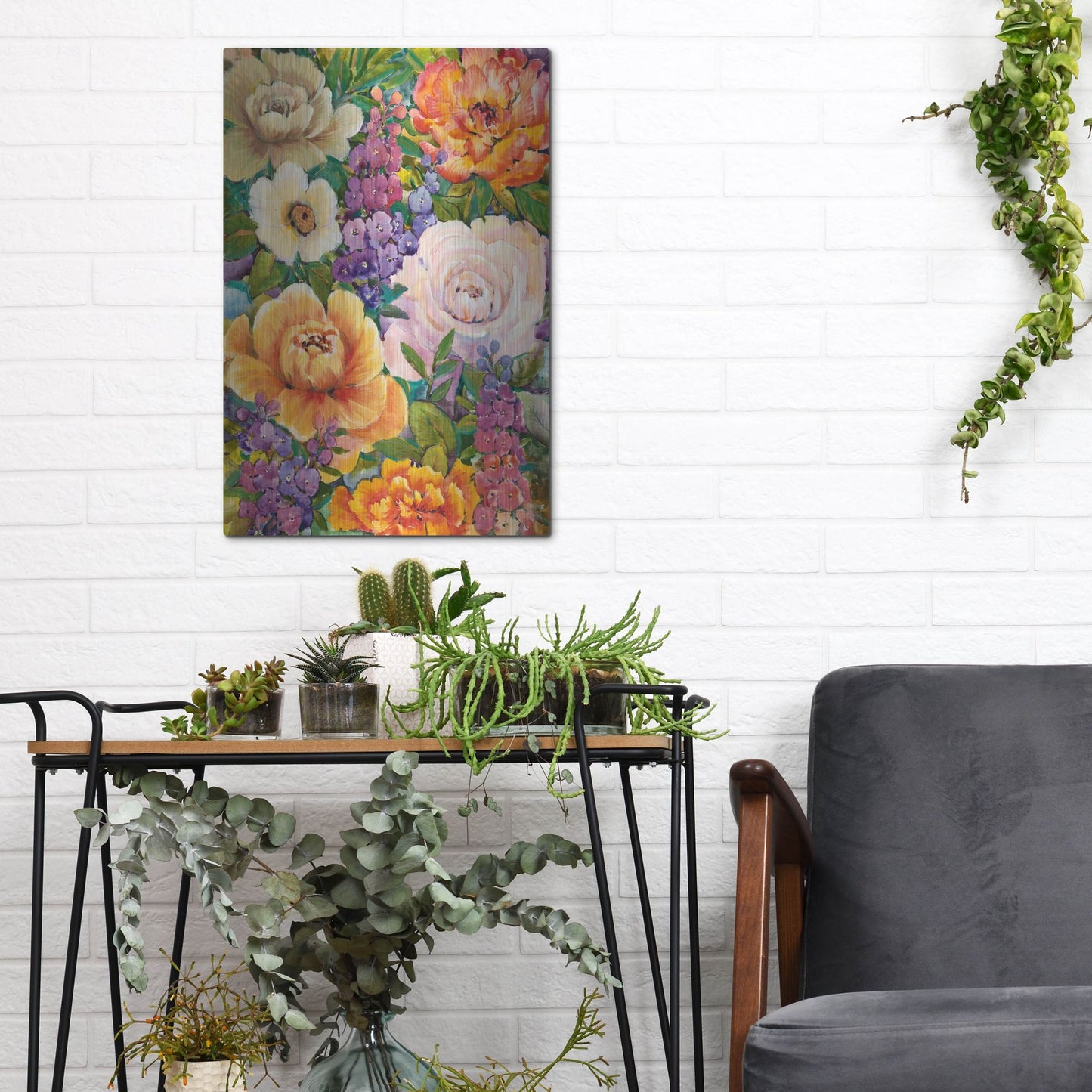 Luxe Metal Art 'Flower Bouquet I' by Tim O'Toole, Metal Wall Art,12x16