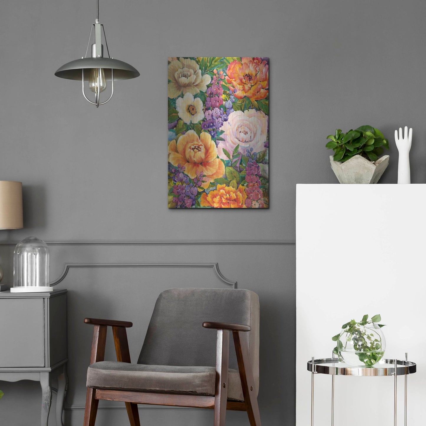 Luxe Metal Art 'Flower Bouquet I' by Tim O'Toole, Metal Wall Art,16x24