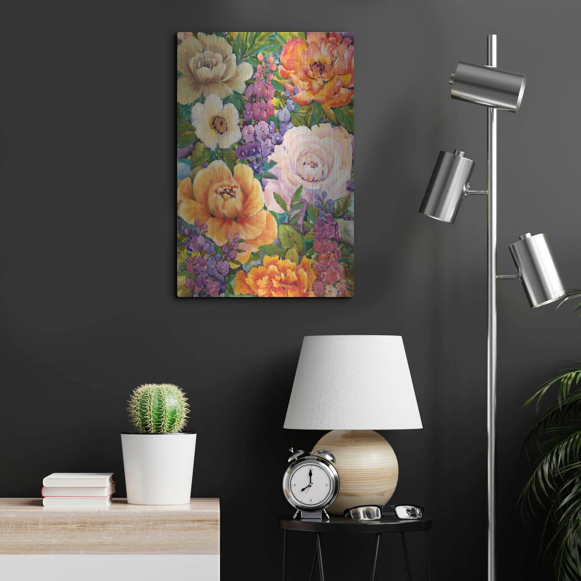 Luxe Metal Art 'Flower Bouquet I' by Tim O'Toole, Metal Wall Art,16x24