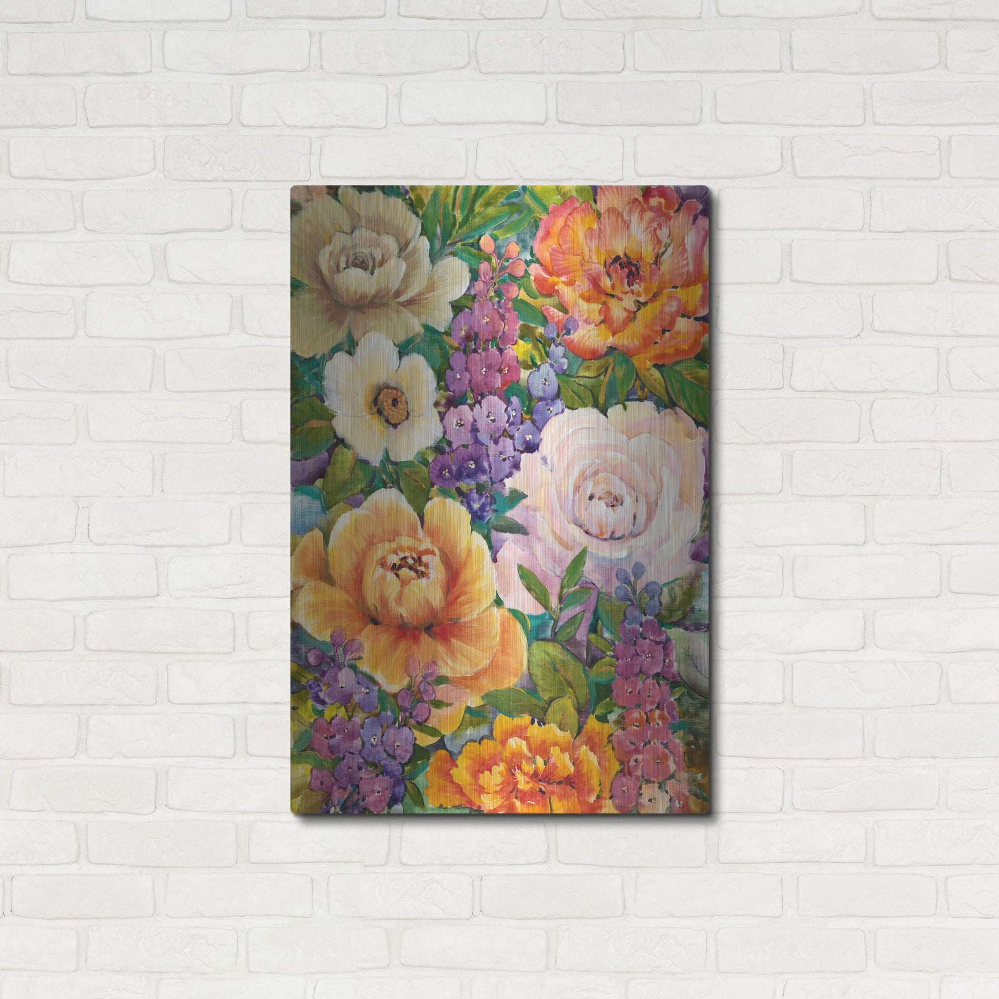 Luxe Metal Art 'Flower Bouquet I' by Tim O'Toole, Metal Wall Art,24x36