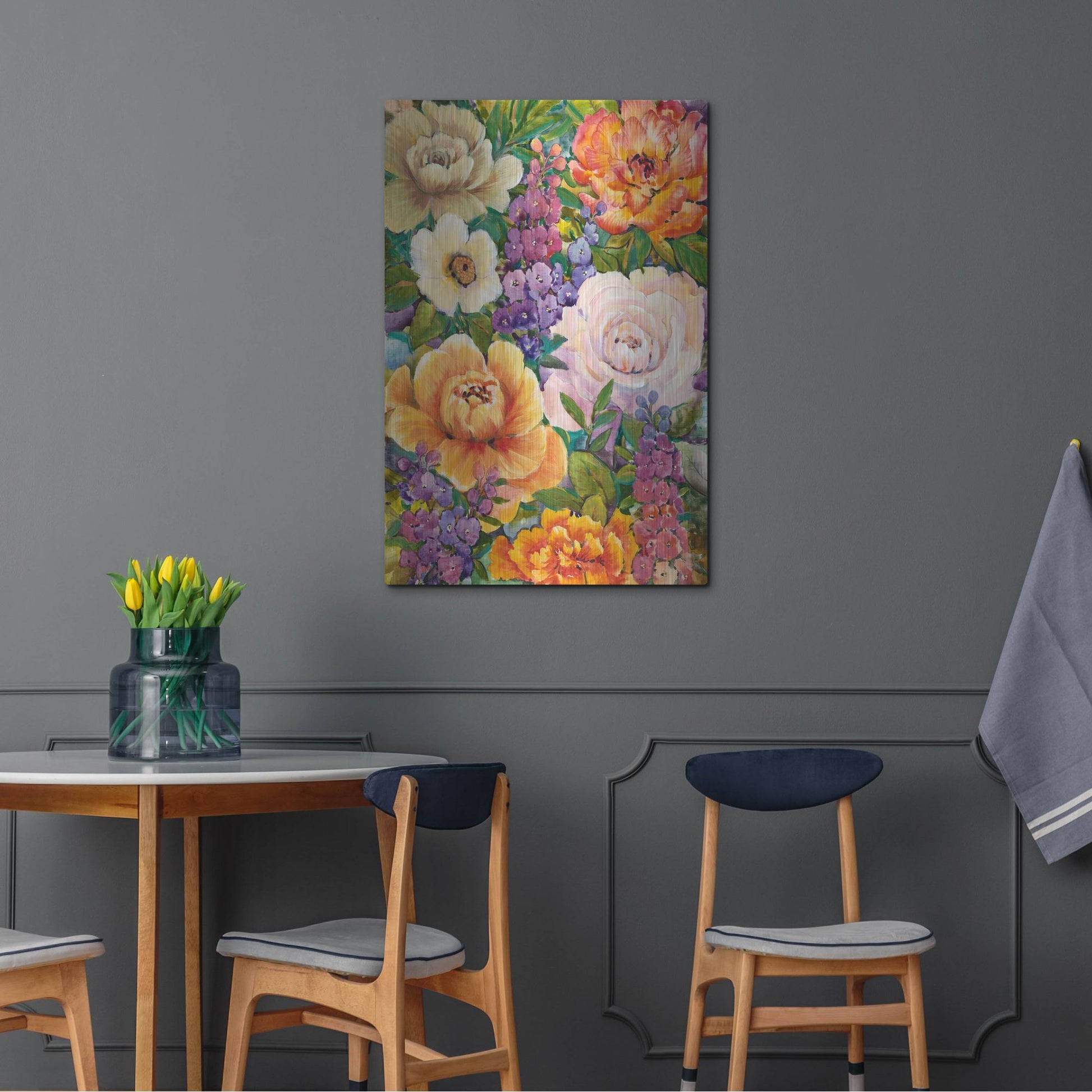 Luxe Metal Art 'Flower Bouquet I' by Tim O'Toole, Metal Wall Art,24x36