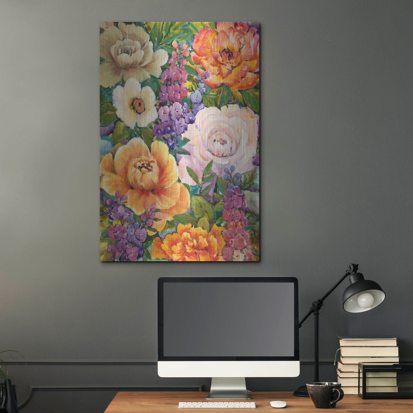 Luxe Metal Art 'Flower Bouquet I' by Tim O'Toole, Metal Wall Art,24x36