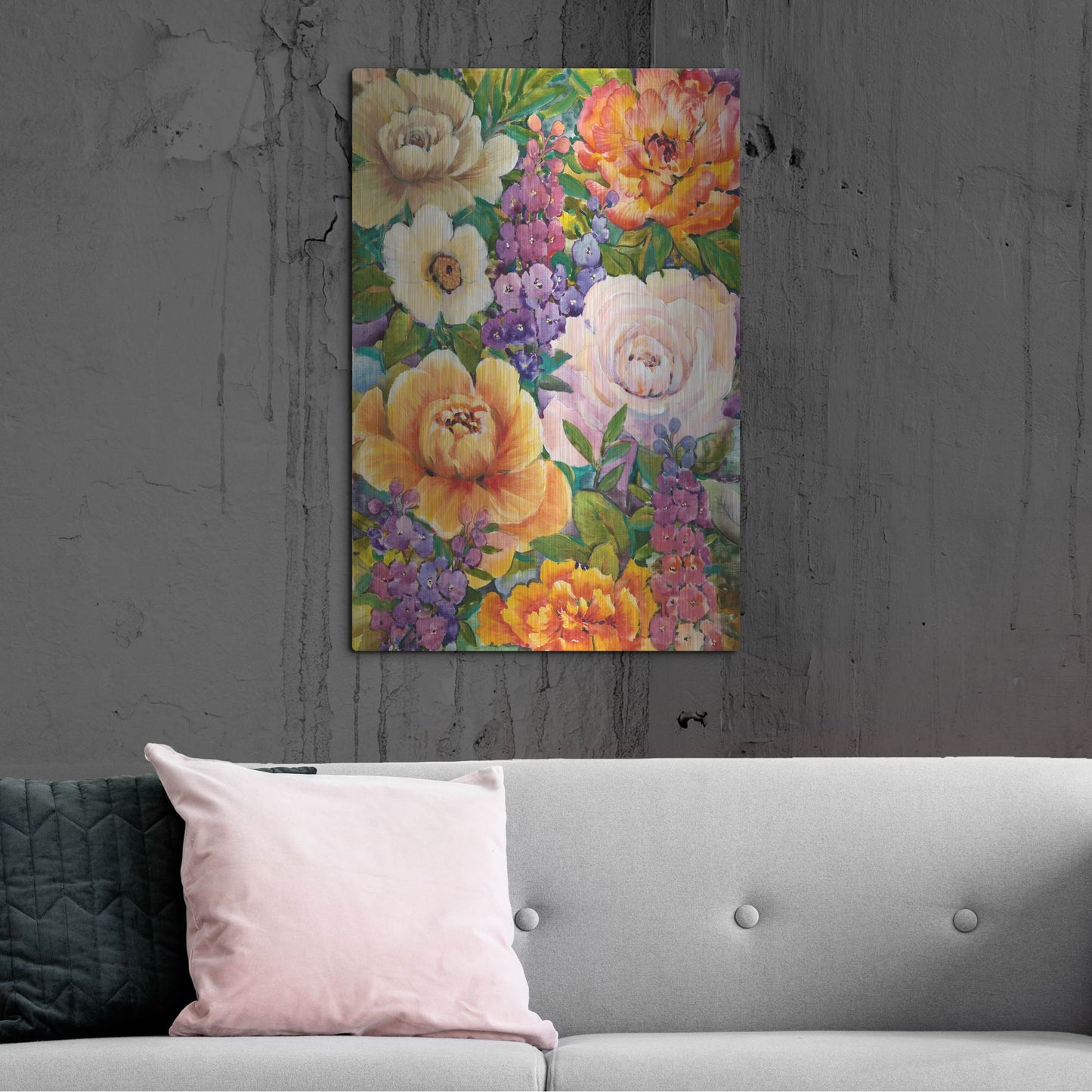 Luxe Metal Art 'Flower Bouquet I' by Tim O'Toole, Metal Wall Art,24x36