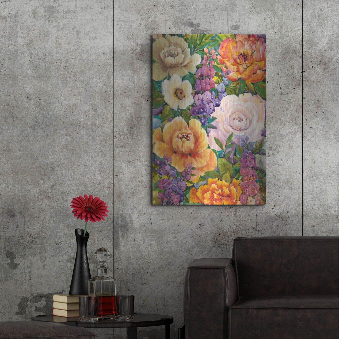 Luxe Metal Art 'Flower Bouquet I' by Tim O'Toole, Metal Wall Art,24x36