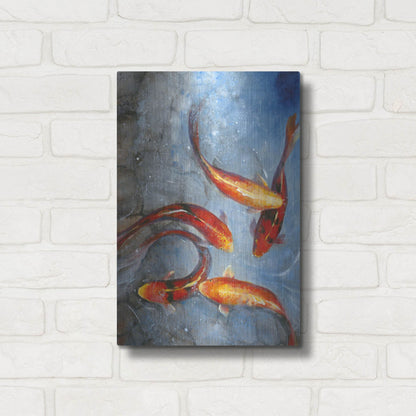 Luxe Metal Art 'Graceful Koi I' by Tim O'Toole, Metal Wall Art,12x16