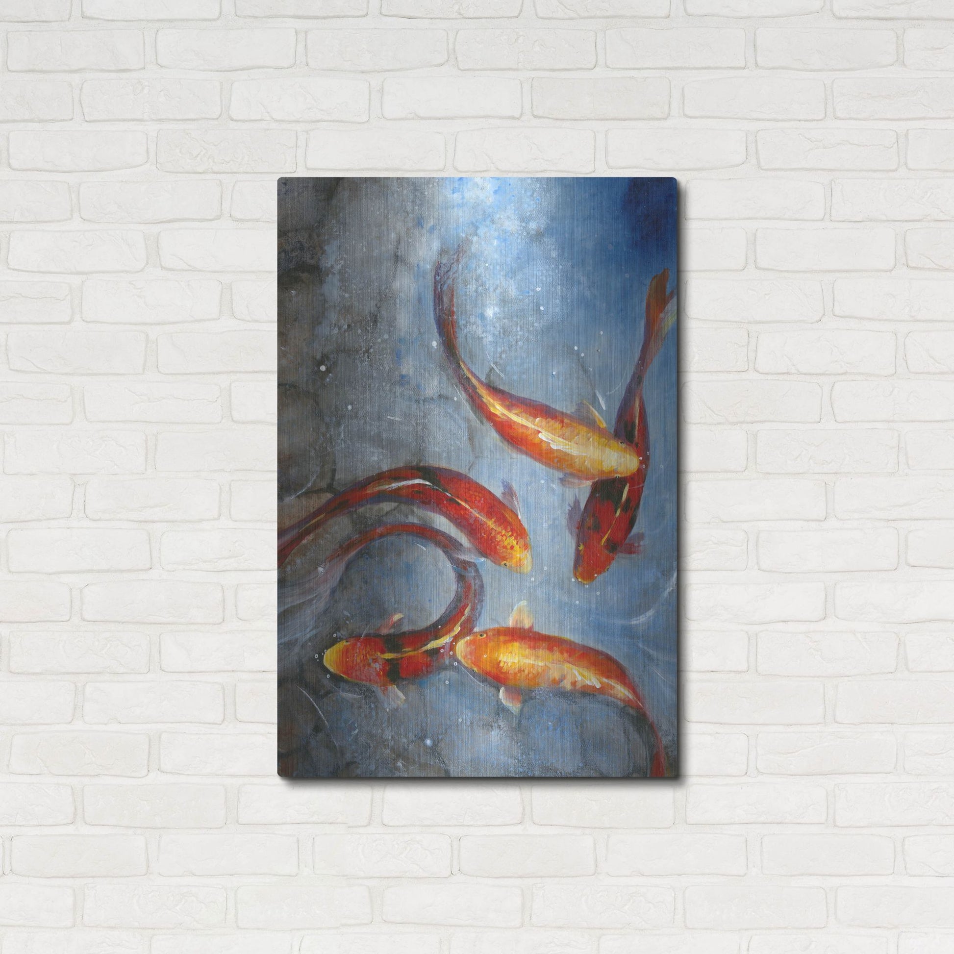 Luxe Metal Art 'Graceful Koi I' by Tim O'Toole, Metal Wall Art,24x36