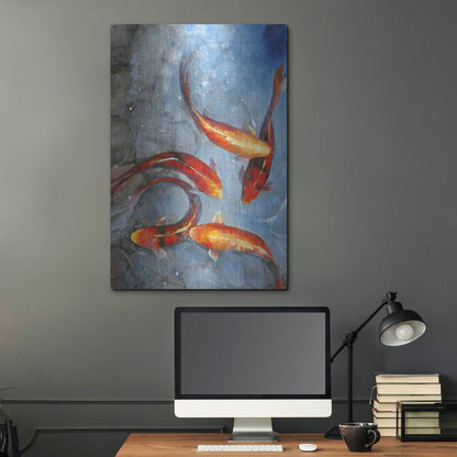 Luxe Metal Art 'Graceful Koi I' by Tim O'Toole, Metal Wall Art,24x36